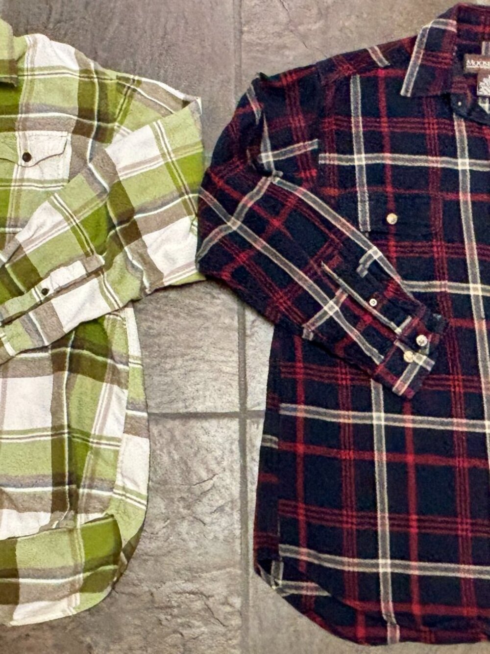 ~~Lot of 2 Plaid Men's L Flannel Shirts Button Down: REDHEAD/MOOSE CREEK*